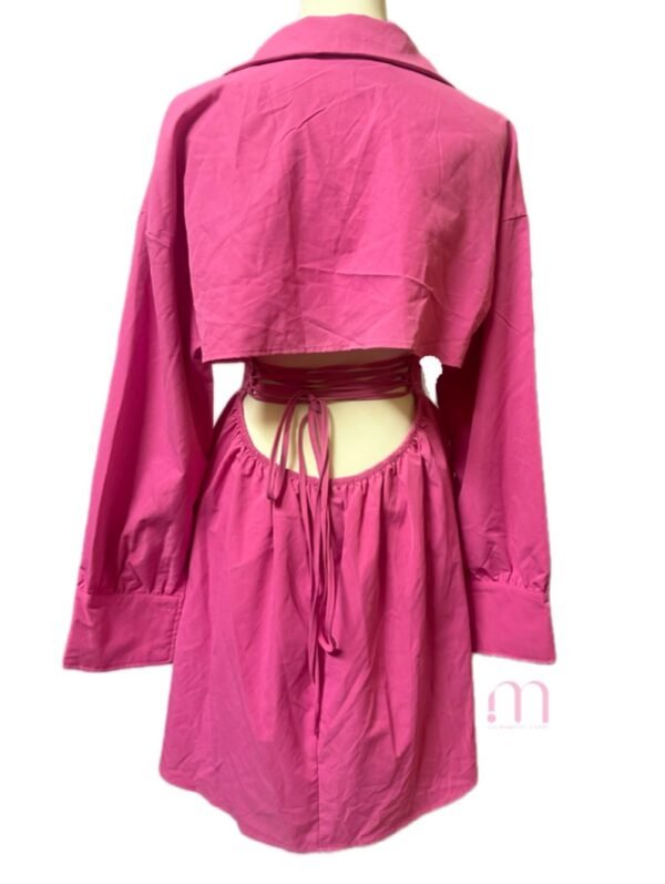 Robe Chemisier Rose - Lacets Dos- Taille L - Image 3