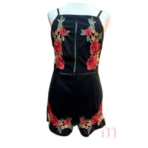 Combi short noire brodée – Taille S