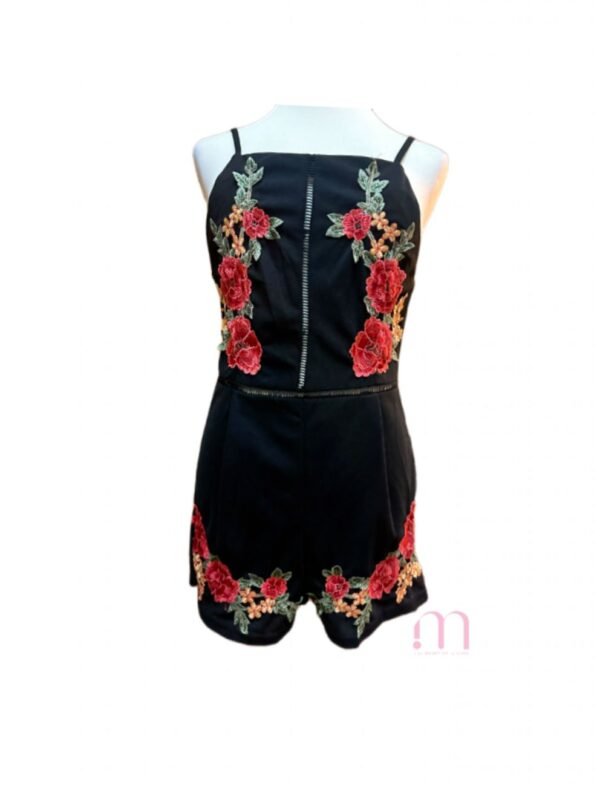 Combi short noire brodée – Taille S
