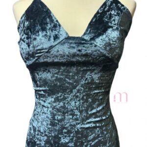Alternative view of Robe courte en velours bleu – Taille S