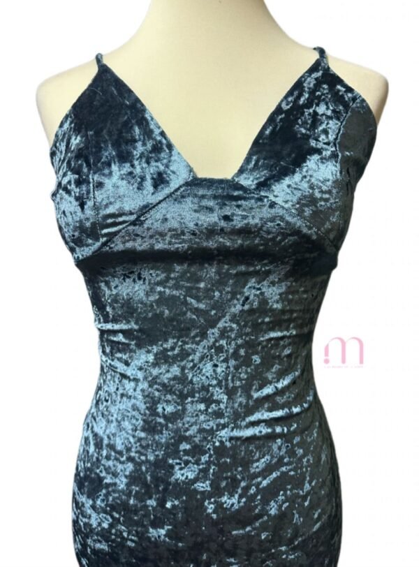 Robe courte en velours bleu – Taille S - Image 2