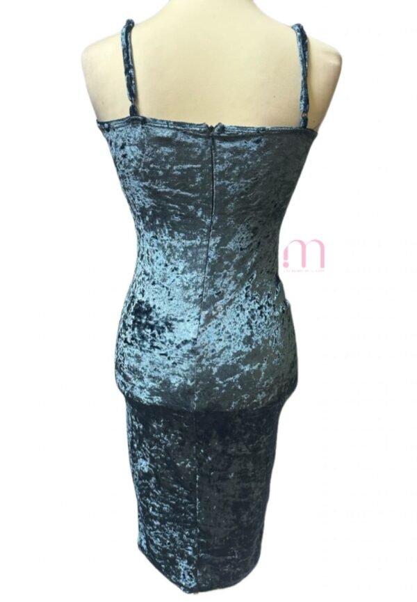 Robe courte en velours bleu – Taille S - Image 3