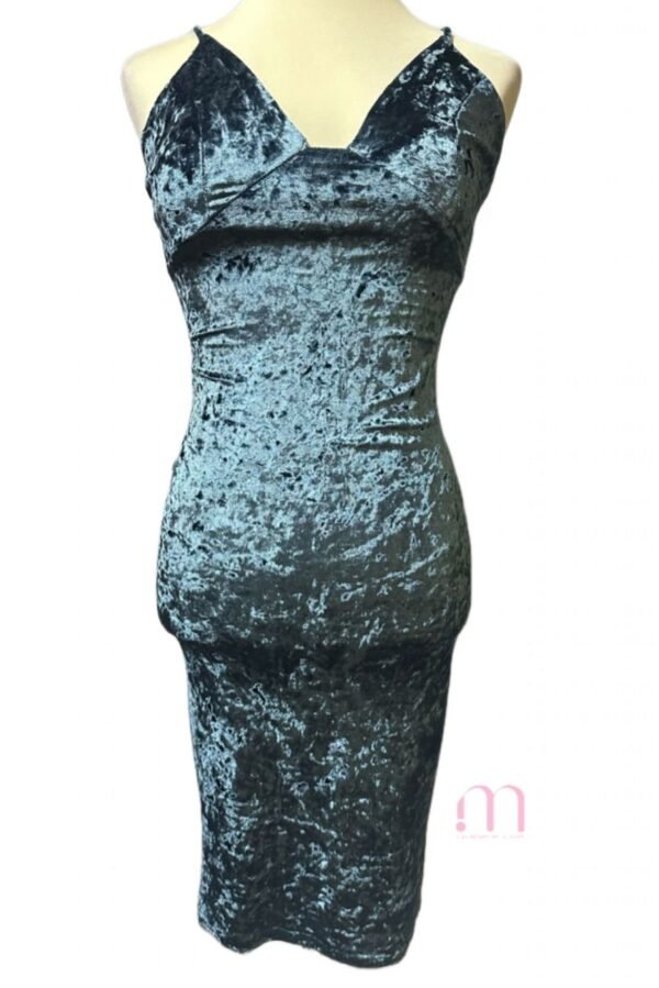 Robe courte en velours bleu – Taille S - Image 4