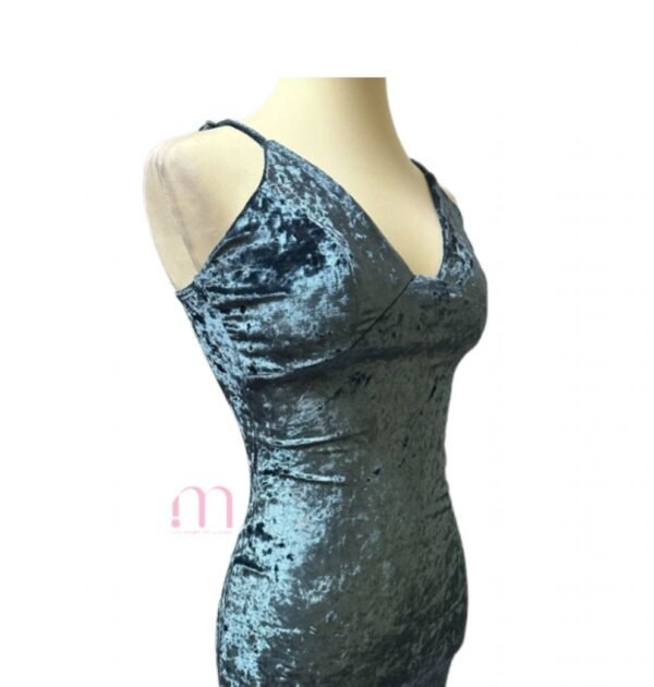 Robe courte en velours bleu – Taille S - Image 5