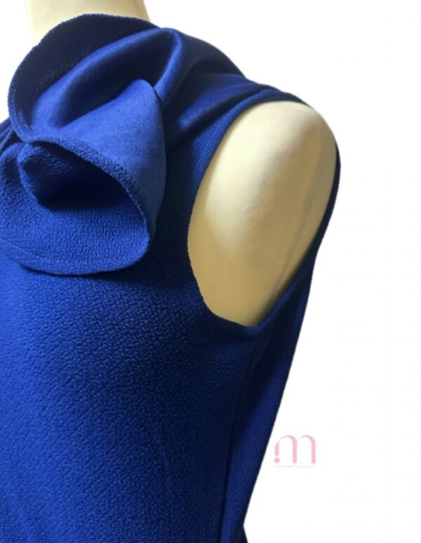 Robe Bleue Unie Effet Cape – Taille S - Image 4