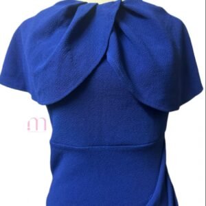 Robe Bleue Unie Effet Cape – Taille S