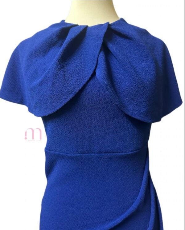 Robe Bleue Unie Effet Cape – Taille S