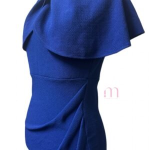 Alternative view of Robe Bleue Unie Effet Cape – Taille S