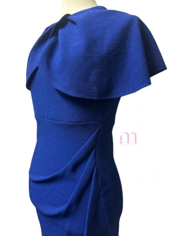 Robe Bleue Unie Effet Cape – Taille S - Image 2