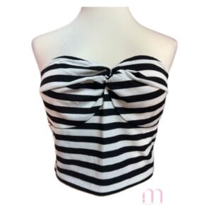 Bustier noir et blanc à rayures horizontales - Taille M