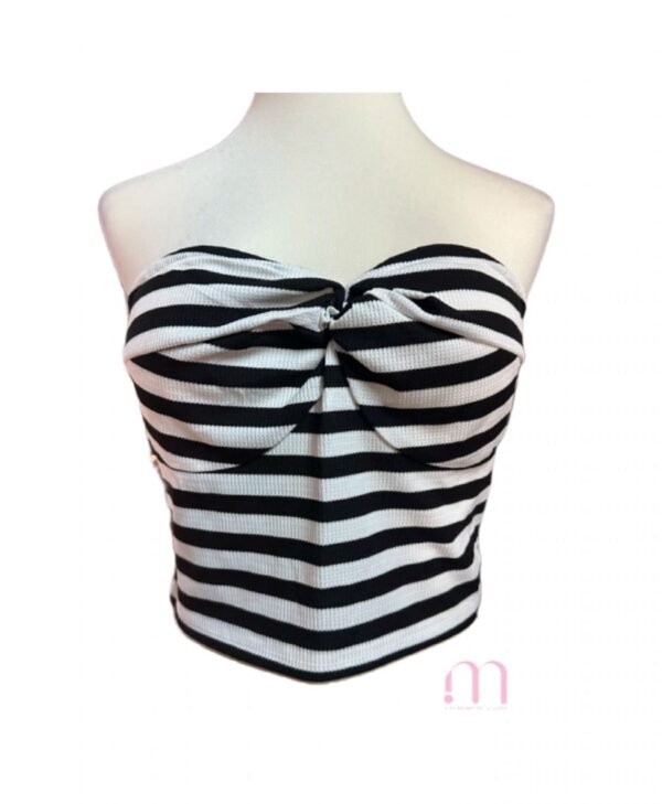 Bustier noir et blanc à rayures horizontales - Taille M