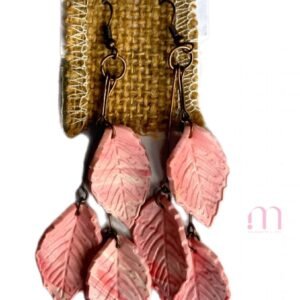 Boucles d'Oreilles - Feuilles Rosées