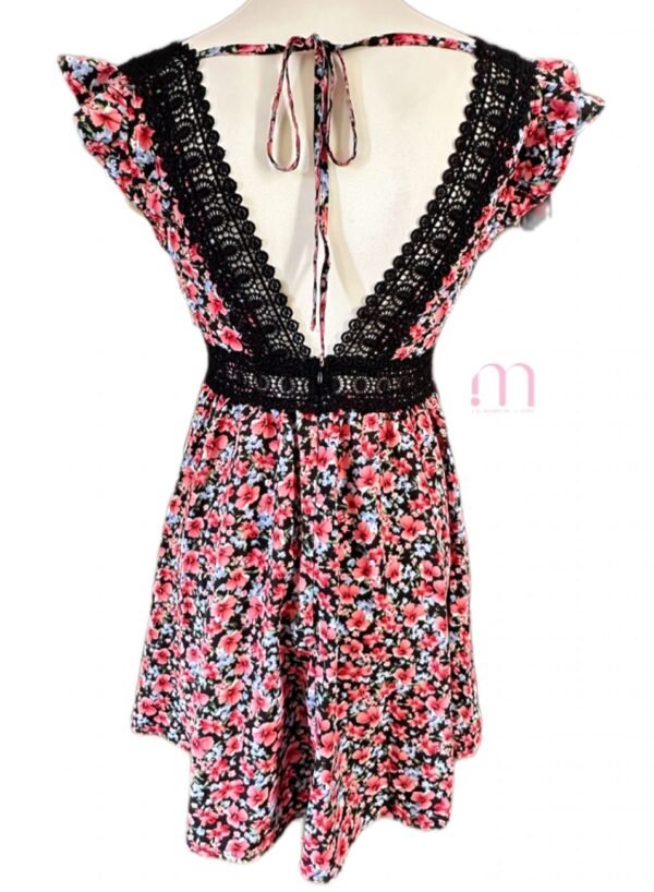 Robe d’été fleurie & broderie noire - Taille XS - Image 3