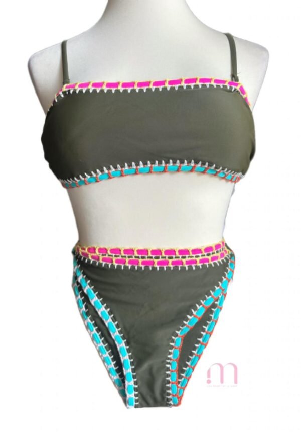 Bikini kaki & multicolore - NEUF - Taille S - Image 2
