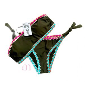 Bikini kaki & multicolore - NEUF - Taille S