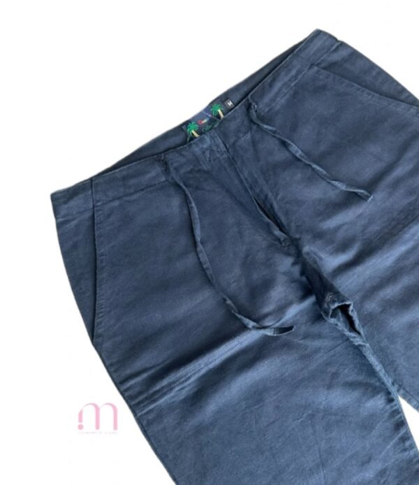 Pantalon style Lin Bleu Foncé - Taille 38