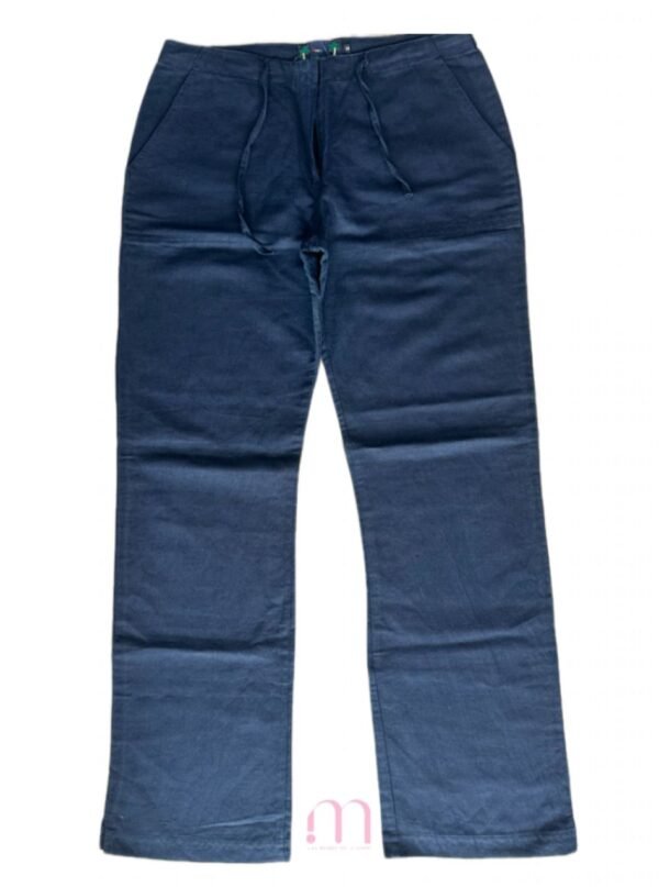 Pantalon style Lin Bleu Foncé - Taille 38 - Image 3