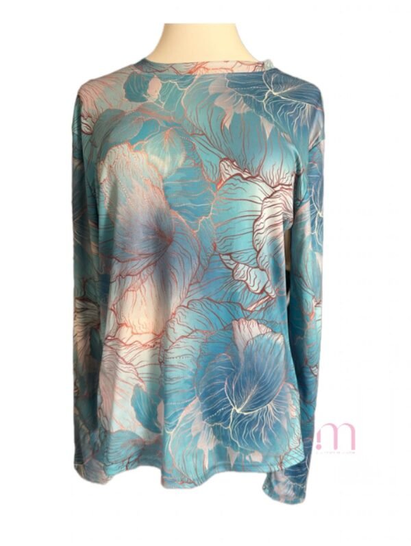 Haut Lycra Imprimé Floral Bleu - Taille L