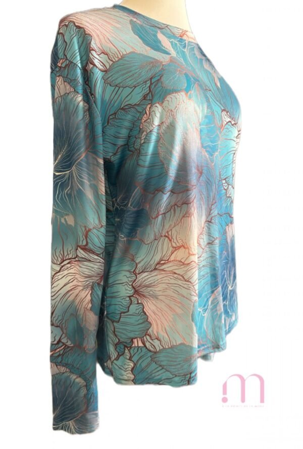 Haut Lycra Imprimé Floral Bleu - Taille L - Image 2