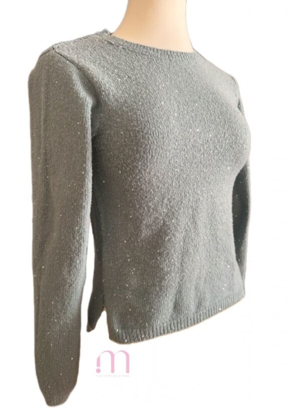 Pull turquoise clair avec paillettes argentées – Taille XS - Image 2