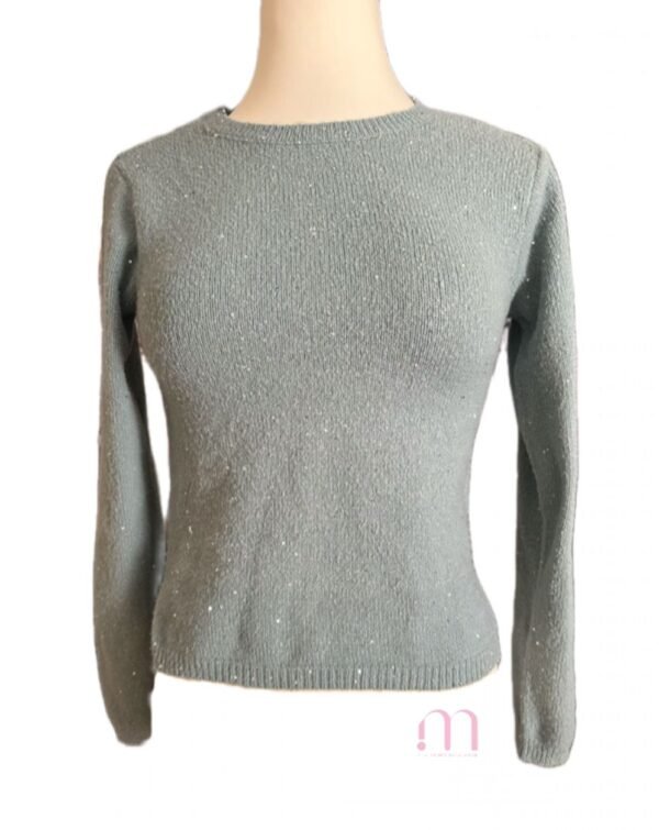 Pull turquoise clair avec paillettes argentées – Taille XS