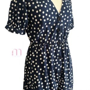 Alternative view of Combi-short bleu foncé à pois blancs – Taille M 