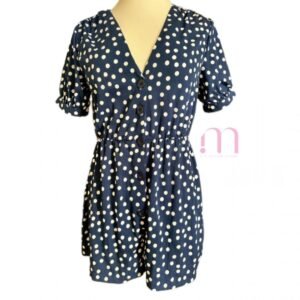 Combi-short bleu foncé à pois blancs – Taille M 