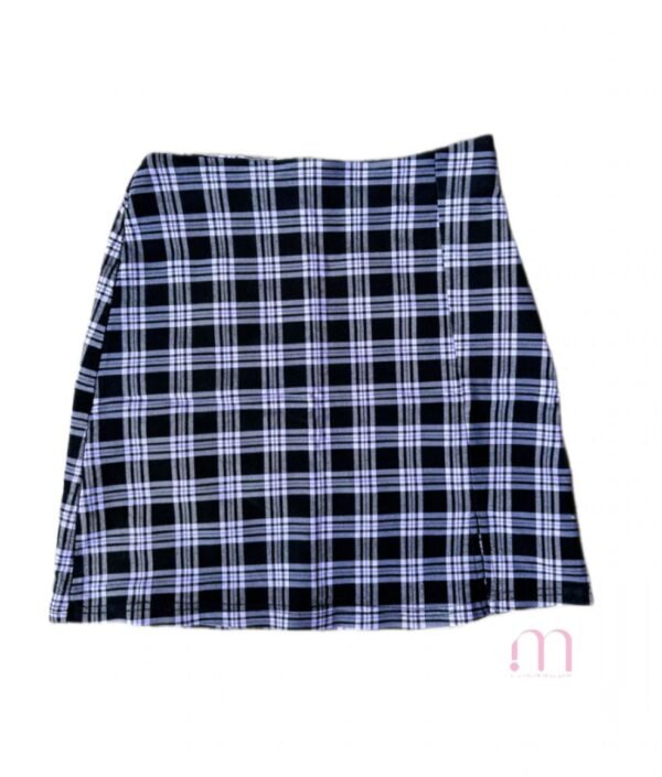 Jupe courte à carreaux noir & mauve – Jennyfer – Taille XS (34)