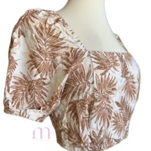 Alternative view of Top court beige à motifs feuilles – Taille S
