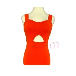 Robe courte orange sans manches – Taille S