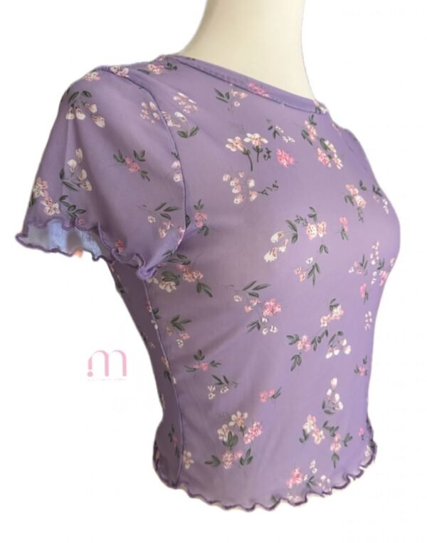 Haut léger et transparent fleuri – Taille S/M - Image 2