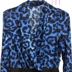 Alternative view of Robe NEUVE courte léopard bleu & noir - Taille XS