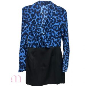 Robe NEUVE courte léopard bleu & noir - Taille XS