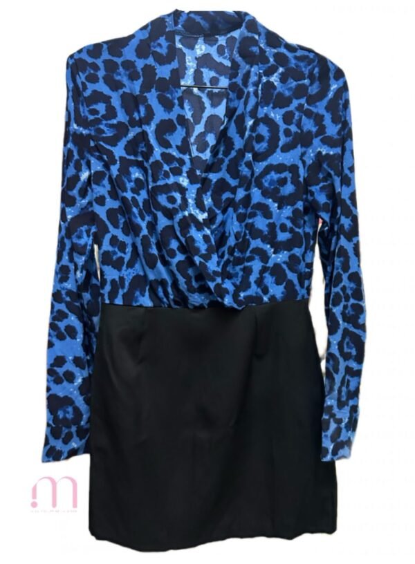 Robe NEUVE courte léopard bleu & noir - Taille XS - Image 4