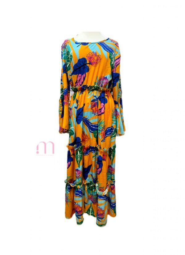 Robe longue floral coloré avec manches fendues - Taille M / L 