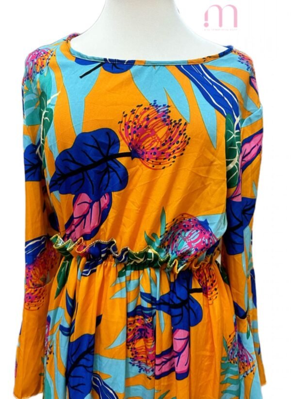 Robe longue floral coloré avec manches fendues - Taille M / L  - Image 4