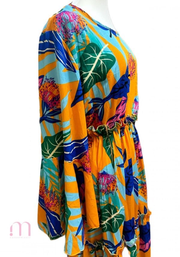 Robe longue floral coloré avec manches fendues - Taille M / L  - Image 5