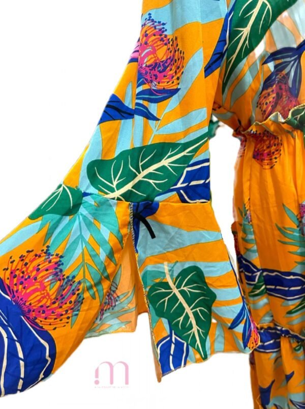 Robe longue floral coloré avec manches fendues - Taille M / L  - Image 6