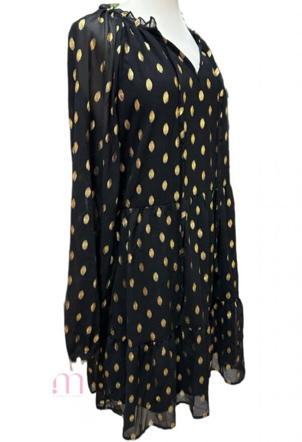 Robe mi-longue noire et dorée - Taille L - Image 3