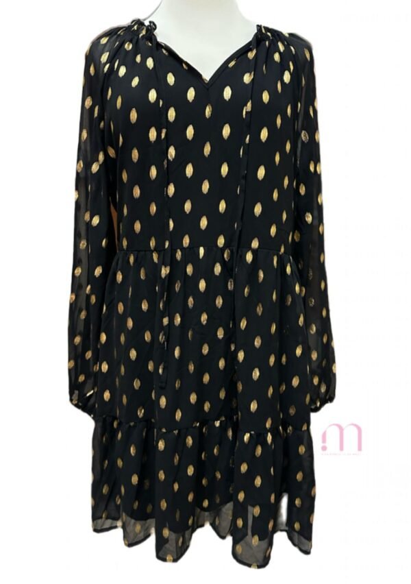 Robe mi-longue noire et dorée - Taille L - Image 5