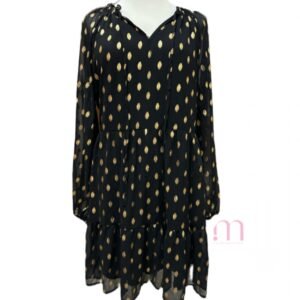 Robe mi-longue noire et dorée - Taille L