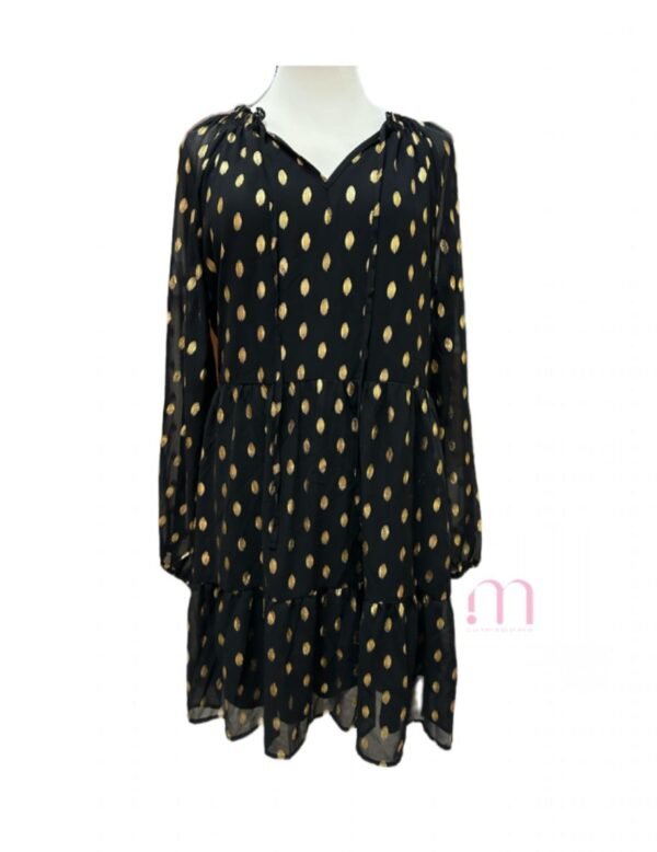Robe mi-longue noire et dorée - Taille L