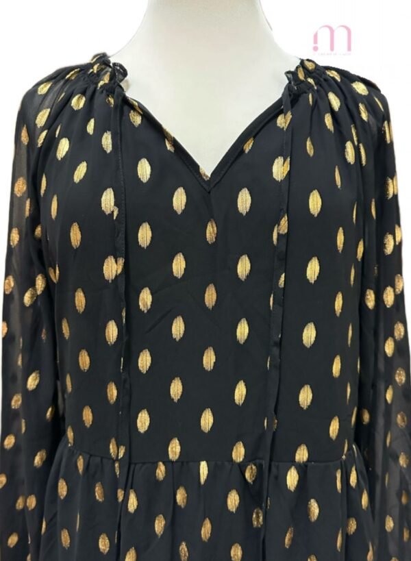 Robe mi-longue noire et dorée - Taille L - Image 2