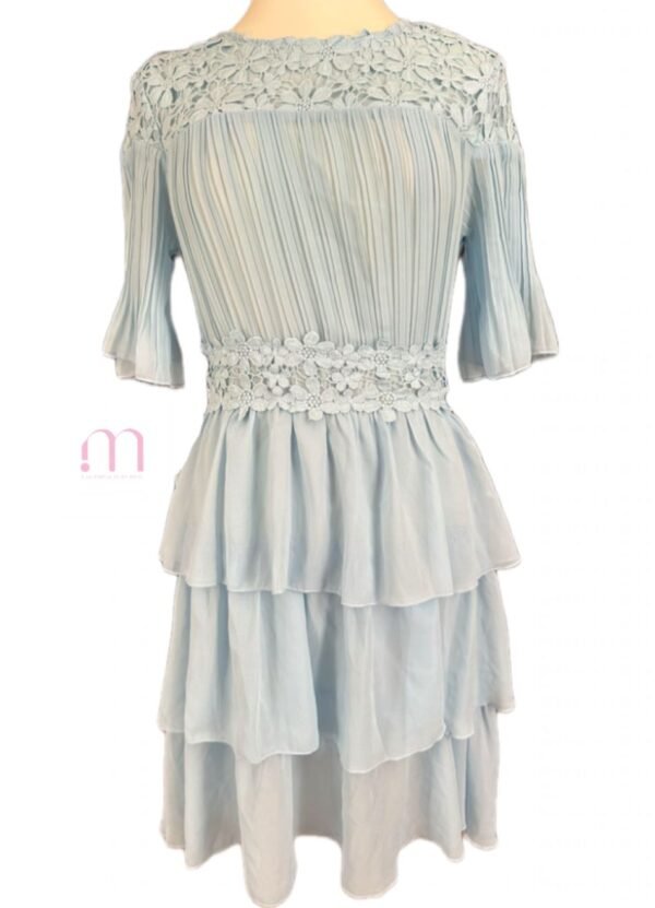 Robe bleue claire – détails dentelle et voilage - Taille S - Image 2