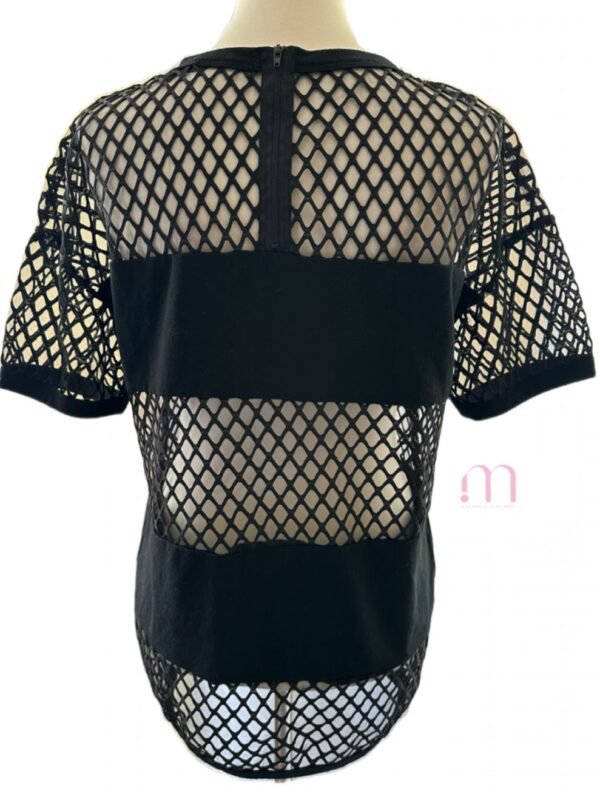 T-shirt oversize noir transparent à motifs losanges - Taille S - Image 5