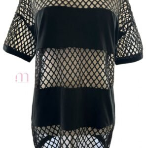 Alternative view of T-shirt oversize noir transparent à motifs losanges - Taille S