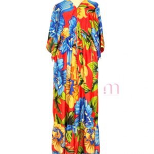 Robe longue fluide imprimé tropical - Taille L