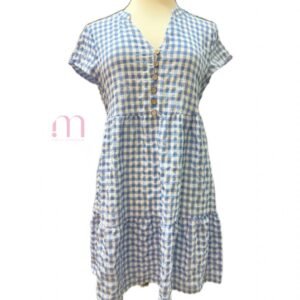 Alternative view of Robe à carreaux bleu & blanc - Taille S