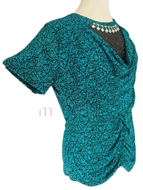 Blouse Courte Turquoise & Noir – Taille M/L - Image 4