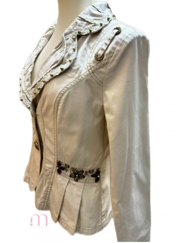 Veste beige à détails perlés - Taille S (36/38) - Image 4